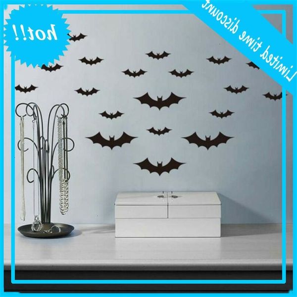 

16pcs 3d diy showcase window door background pvc bat muursticker decal home halloween decoration