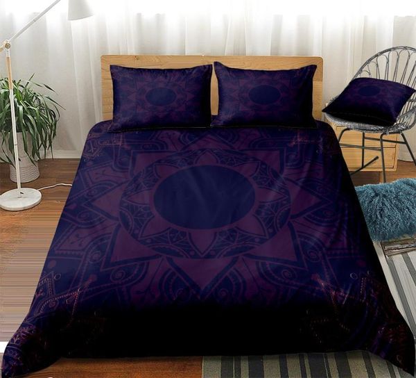 

bohemian bedding set dark purple home textile boho mandala duvet cover set floral bed linen boho bed microfiber bedclothes1