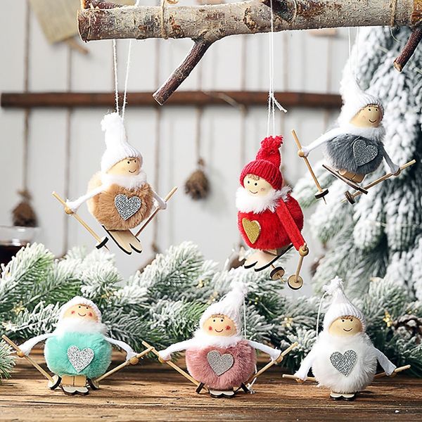 

merry tree decoration wool feather ski doll toy pendant christmas decorations for home 2021 gift