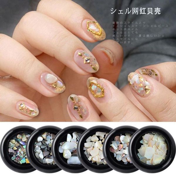 

1 pcs3d abalone shell irregular nail art decorations uv gel flake slider nails shimmer pearl jewelry diy tips, Silver;gold