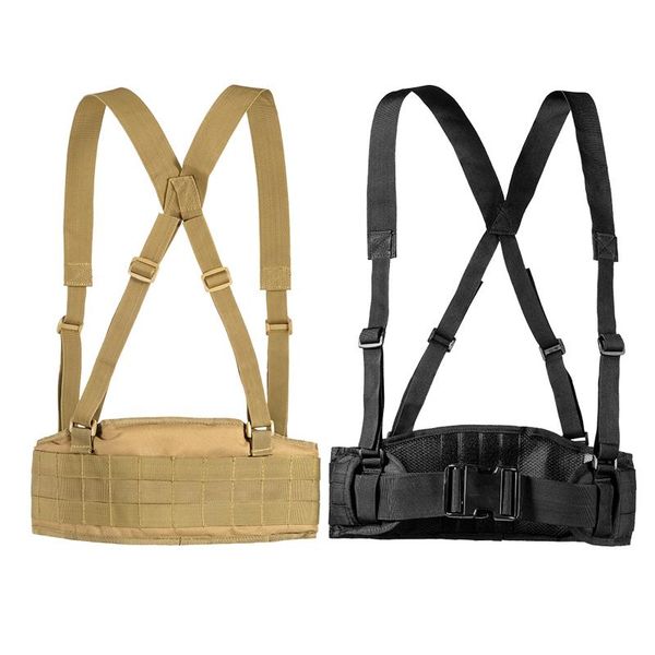

waist support tactical molle belt h-shaped soft padded adjustable mens combat suspender hunting, Black;gray