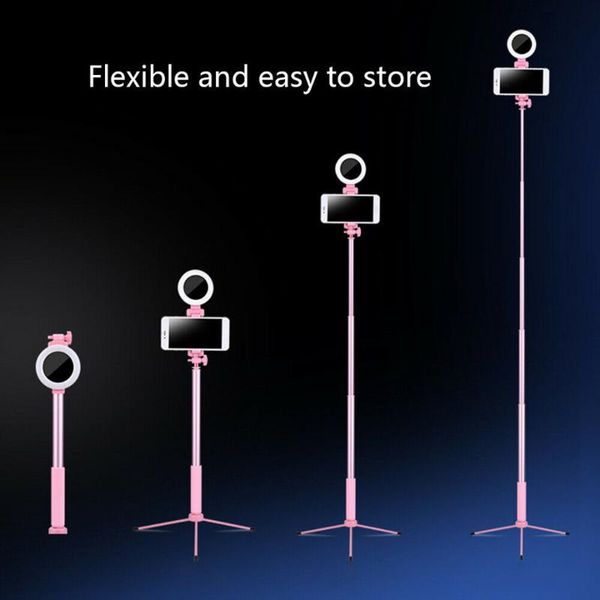 

mini bluetooth selfie stick tripod with ring fill light foldable monopod tripod selfie stick handheld remote for mobile phone