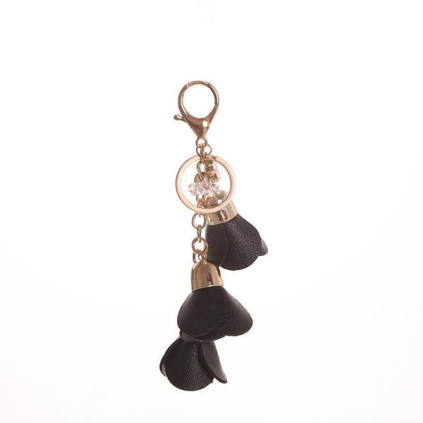 

leather camellia flower keychain bag pendant car key ring for women bag charm trinket accessory key ring holder eh879 h bbyjdb