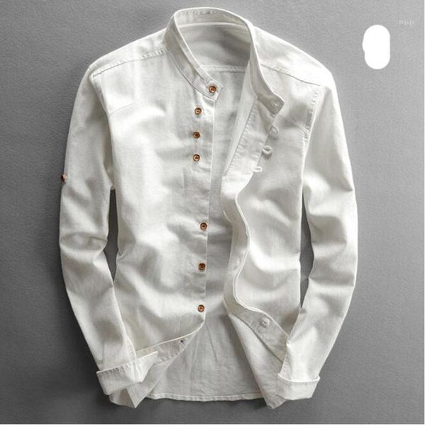 

men's cotton linen shirts long sleeve men casual slim mandarin collar shirts summer beach shirt plus size 6xl1, White;black