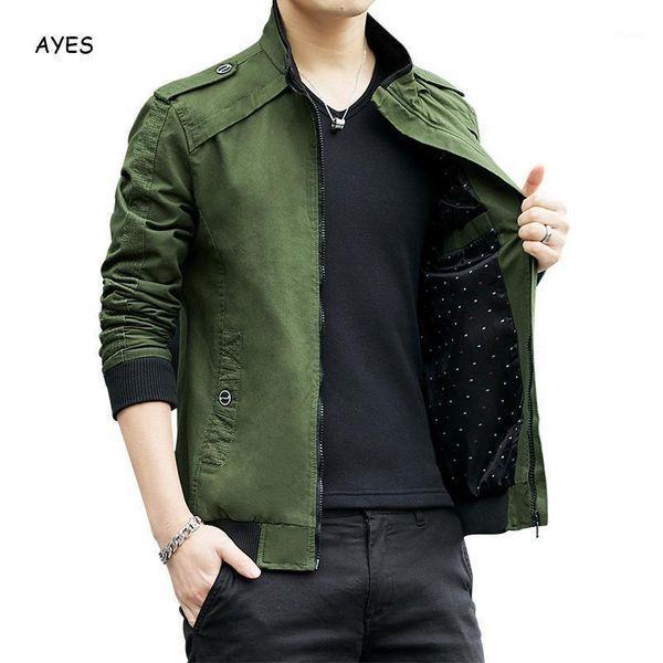 

solid mens streeetwear spring autumn casual coats male zipped plus size bomber jackets stand collar slim jackets mens1, Black;brown