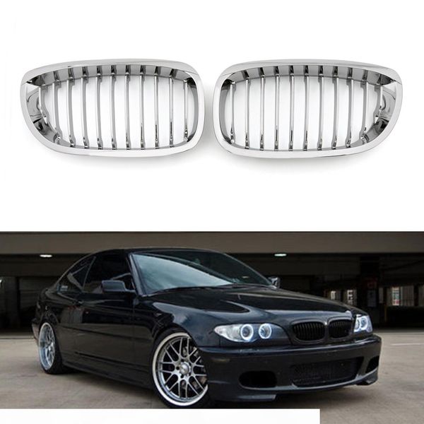 

areyourshop car front fence grill grille abs chrome mesh fit for bmw e46 2d 2002-2007 3 series car auto accessories parts