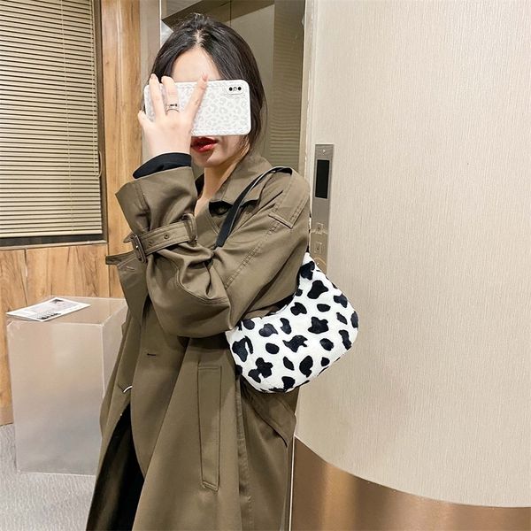

casual animal pattern underarm pouch plush handle bag women shouder bag purses popular simple female daily bag dropshipping
