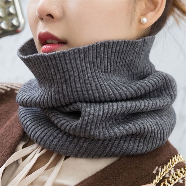Sparsil mulheres cashmere knit anel cachecóis 42cm pescoço aquecedor de cor sólida elastic conforto falso colarinho feminino inverno um laço de laço y201007