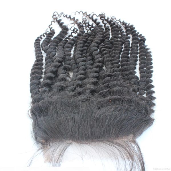 

mongolian afro kinky curly lace frontal 13*4 human hair afro curl hair closure swiss lace for african american, Black;brown