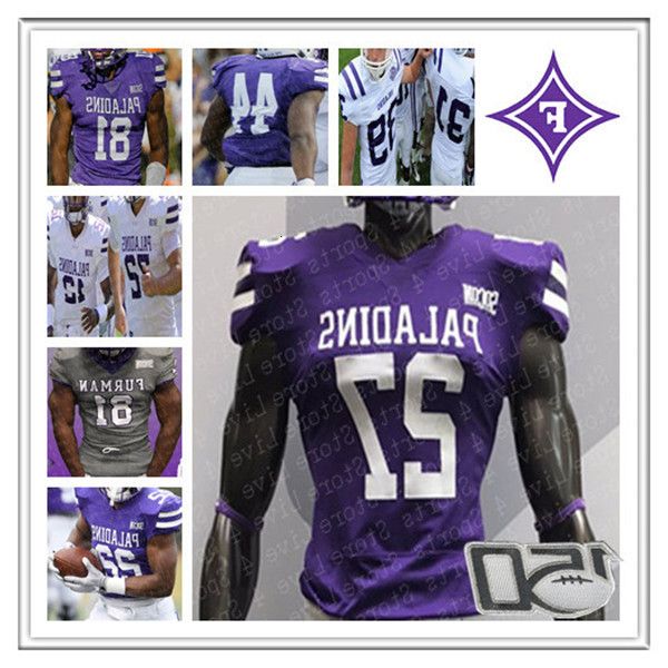

custom ncaa furman paladins college football darren grainger hamp sisson devin wynn noah henderson shiflett jerseys purple gray white 150th