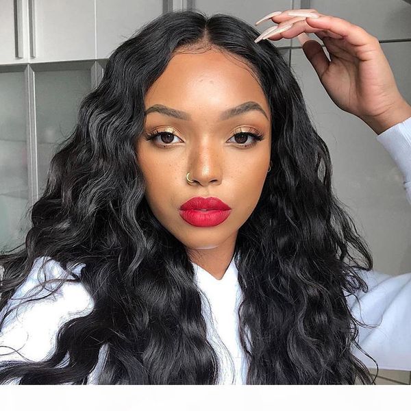 

13x6 lace front human hair wig with baby hair body wave glueless brazilian for women full lace deep wave remy hair natural hairline, Black