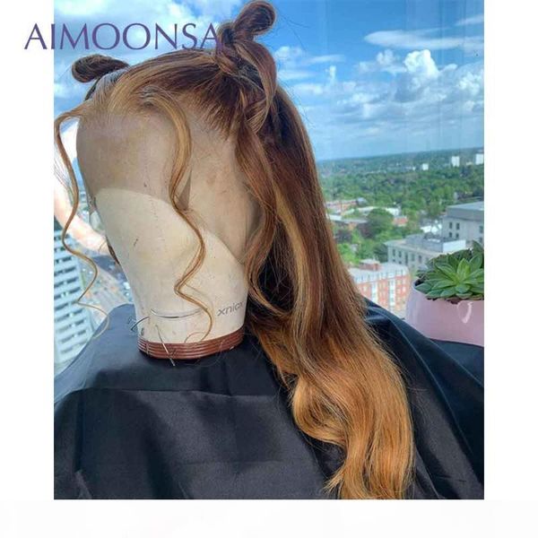 

honey blonde wig body wave frontal wig blonde lace front human hair ombre 13x4 lace frontal wigs natural hair 130% density, Black;brown