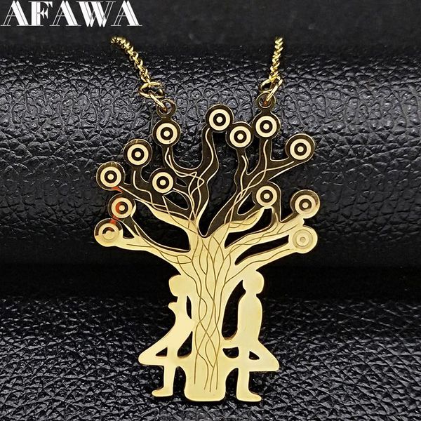 

pendant necklaces 2021 boy girl love stainlessÂ steel chain necklace for women/men gold color tree of life jewelry gargantilla n516s01, Silver