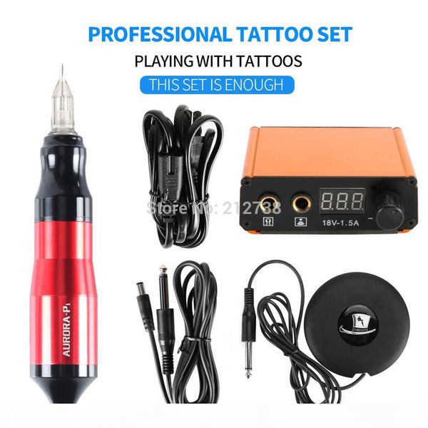 

professional tattoo rotary pen mini tattoo kit machine pedal set tattoos supplies accessories b7