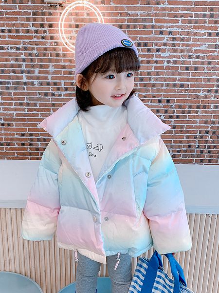 

girls' jacket winter wear 2020 new korean version foreign style 90 white duck down baby children's thick coat, Blue;gray