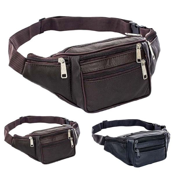 

waist bags fanny pack for men waterproof fashion multi pockets zipper faux leather bag storage pouch