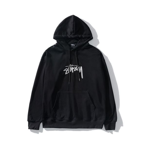 

autumn and winter new men's and women's stussyss embroidery cotton loose long-sleeved hooded coats 2020, Black