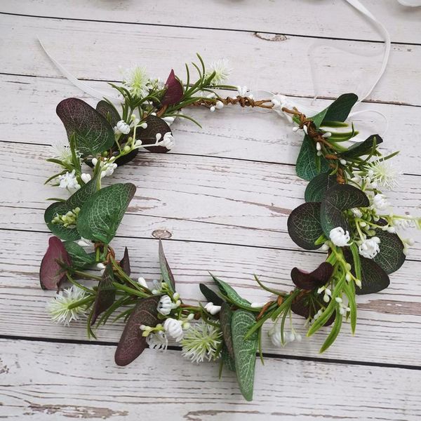 

green leaf flower crown festival headband women hair accessories headdress women floral garlands wedding flower qylpyx