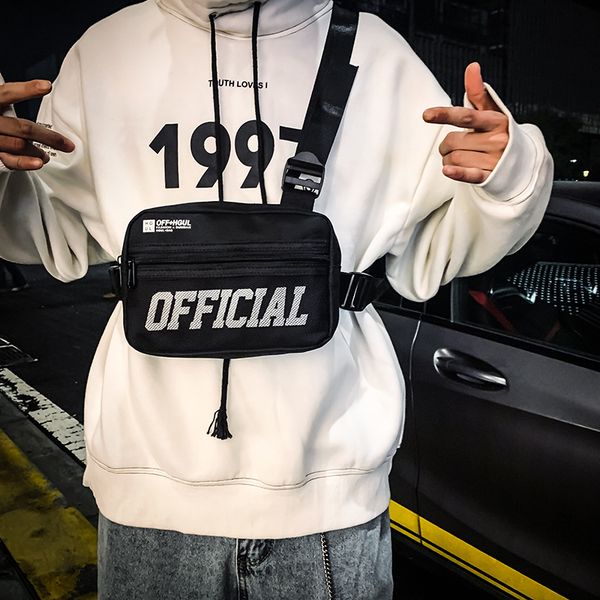 

black tri-strap chest utility bag small tactical men chest rig bag hip-hop functional vest outdoor streetwear chest bags for men c1026