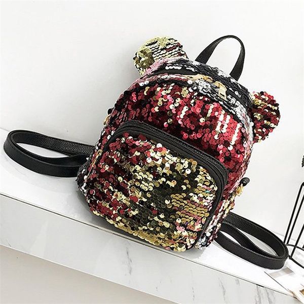 

Women PU Leather Girls Bling Sequins Backpack Mini Small Bag School Bookbag Ladies Adjustable Traveling Backpacks