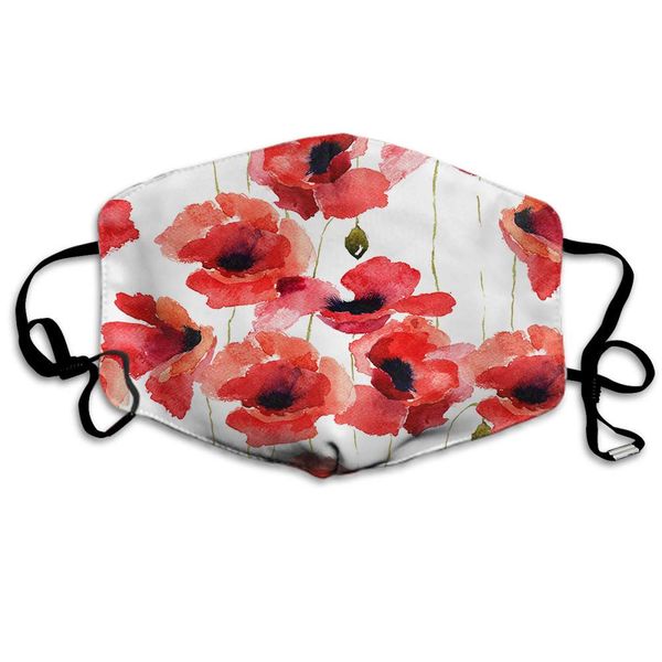 

doumku poppy flowers mouth cover red floral spring nature plant botany blossom anti dust ear loops reusle washle mouth protection hea