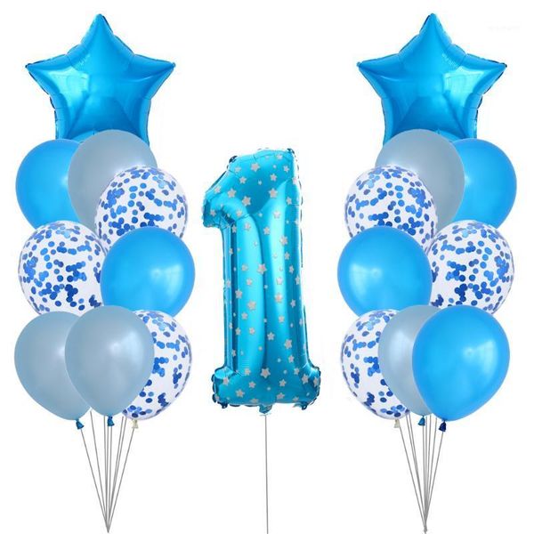

party decoration 19pcs 1st happy birthday confetti balloons foil number first baby boy girl decorations my 1 year supplies1