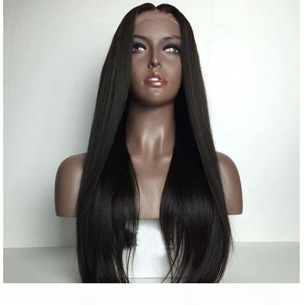 

new hand tied high ponytail virgin malaysian straight full lace wigs glueless silky straight full lace human hair wigs high bun, Black;brown