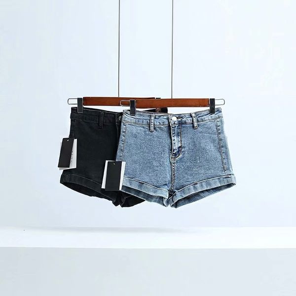 

new hip lifting elastic tight denim shorts for women in spring of 2019, Blue