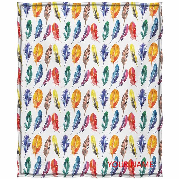

feather all seasons thin quilt, watercolor feather design vivid color scheme with different shapes and sizes image diy blanket, soft cotton