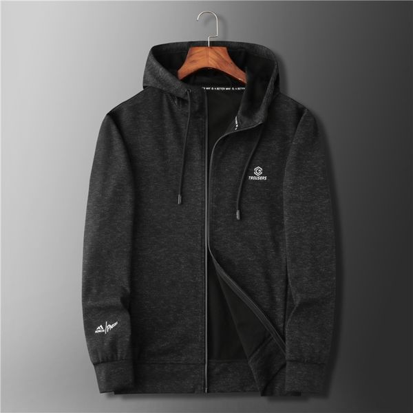 

qlxkp big size sportswear men's spring fat sweaterthin sweatercoat autumn hooded cardigan sweater trendy and loose coat plus extra size, Black