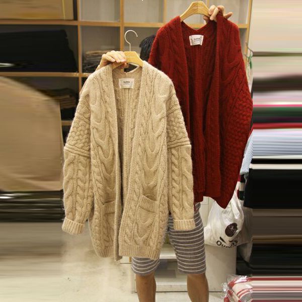 

new new 2021 autumn style and winter women's clothing long thick cardigan sweater kpop j9p3 tnuc, White;black