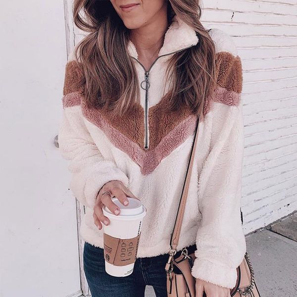 

warm coat for women sweatshirt outerwear zippe plush ladies casual winter coat soft loose jacket female1, Black