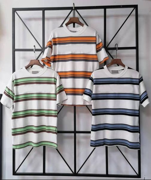 

plus size mens women designer t shirts summer stripe tee shirts with letters round neck breathable tees 3 colors high quality, White