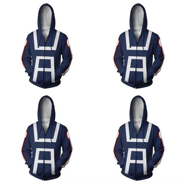 

nms1e hero academy series 3d zipper men's hooded long sleeve printing hero academy series 3d printing men's sweat sweatshirtsweate, Black