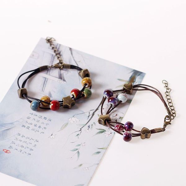 

аксессуары простой личность керамического бисера браслеты vintage этнический стиль ручная работа ювелирной мода student женских, Golden;silver