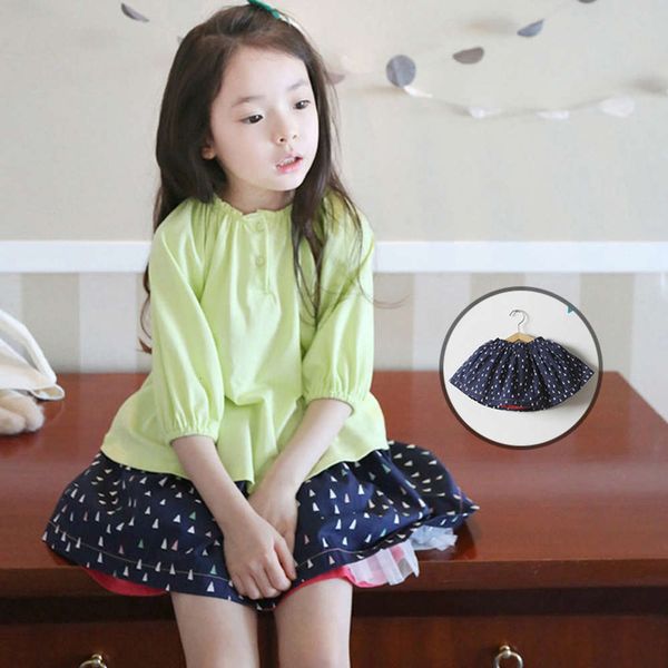 

2021 new autumn korean drs girl's medium big children's printed skirt a206, Blue