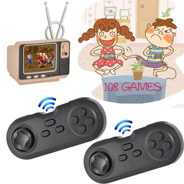 

retro mini handheld tv console video games for nes games with 2 wireless controllers 108 different av out