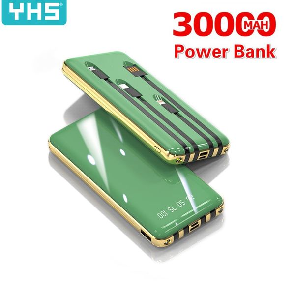 

quick charge 30000mah power bank external battery led portable mobile phone for xiaomi samsung iphone xs with cables powerbank free