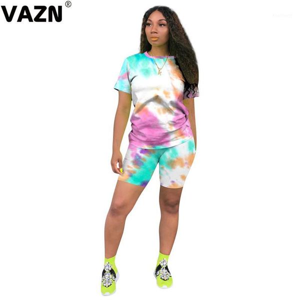 

vazn 2020 cartoon print jogging femme biker shorts women clothes outfit short sleeve short pant female sets1, White