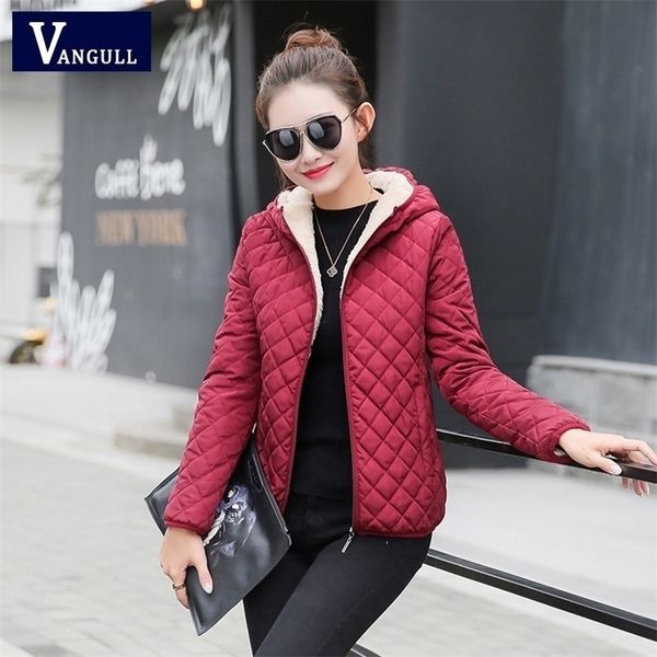 

vangull women winter warm coat sweet new year ladies soft casual solid office all match basic fashion light outwear parkas 201201, Black