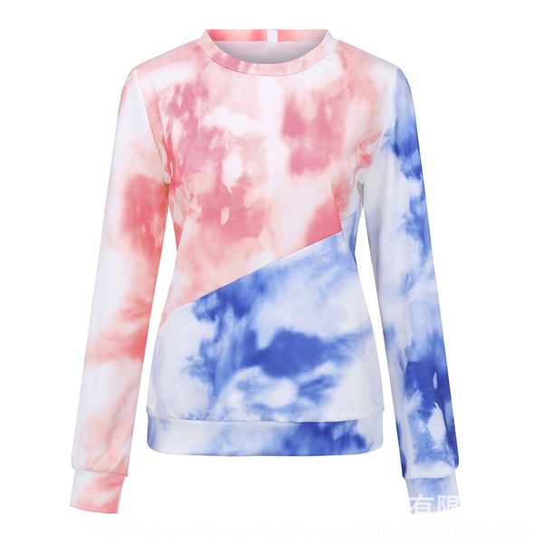 

ppxh3 xinya contrast street tie-dyed women's color sweater sleeve long round neck 2020 harajuku style tie-dyed sweater oyt6t, Black