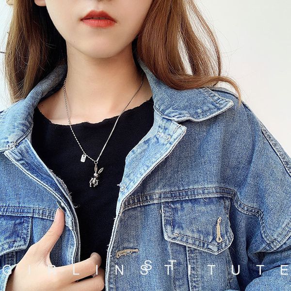 

tuku хип-хоп танца ожерелье ins cole net красная улица личности простая девушка кролика подвесной цепочка ключицы, Silver