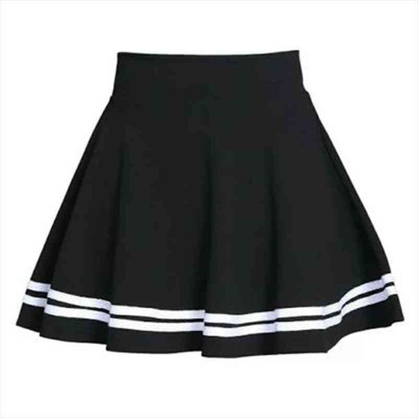 

summer women skirt elastic faldas ladies midi skirts pleated black stripe girl mini short school skirts saia feminina