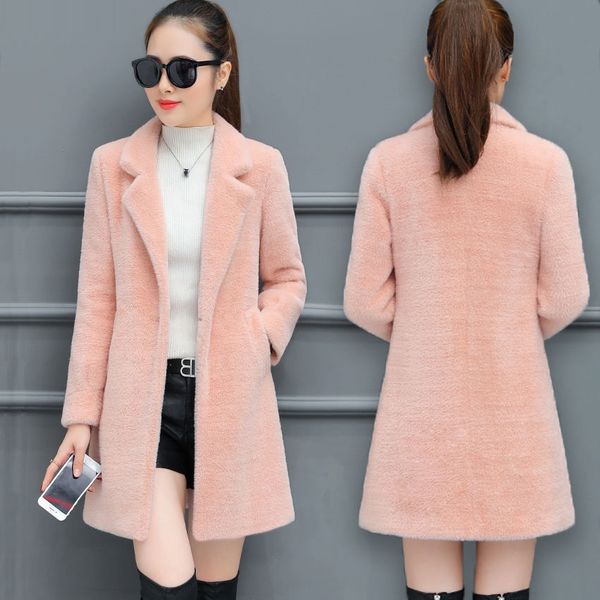 

2020 warm autumn winter wool coat female elegant mid-long new korean temperament women's popular outerwear thicken woolen coatx1020, Black