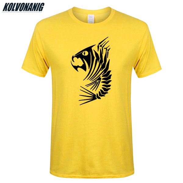 

sport kolvonanig summer fashion fish-bone print t-shirt cotton o-neck short sleeve streetwear men's tshirts male tees plus size