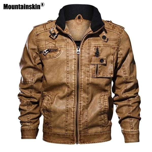 

mountainskin mens jackets motorcycle zipper pockets male us size pu coats biker faux leather fashion outerwear sa893 c1103, Black;brown
