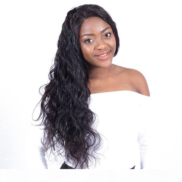 

360 full lace frontal wig with baby hairs brazilian virgin hair glueless 360 human hair body wave wigs pre plucked for black women, Black;brown