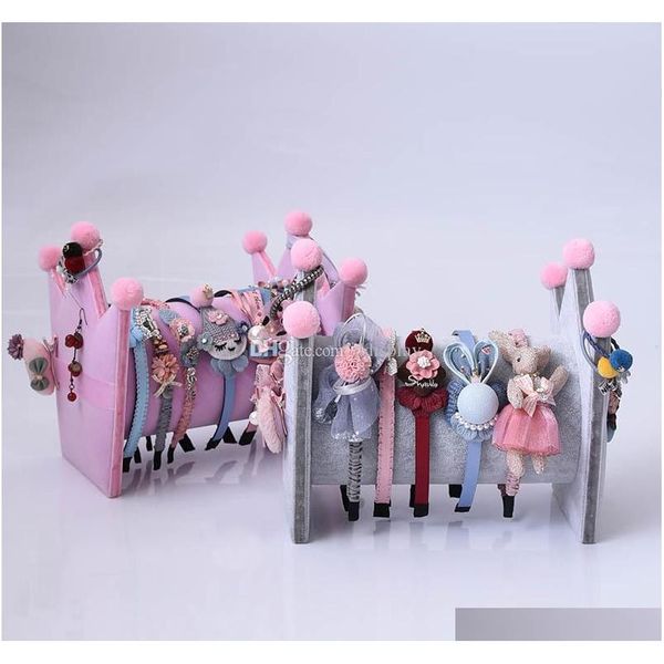 

ddisplay]crown children hair hoops storage organizer graceful headband accessories stand showcase lovely beauty hair band display kaq76, Slivery;golden