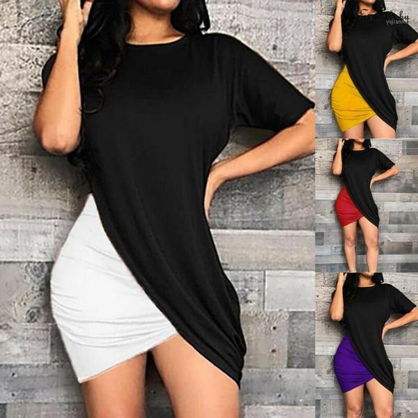 

new style women's dresses holiday casual short sleeve skirt summer bodycon beach party mini patchwork dress fashion 20191, Black;gray