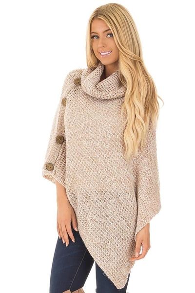 

2020 autumn and winter new fashion women's cape knit sweater, White;black